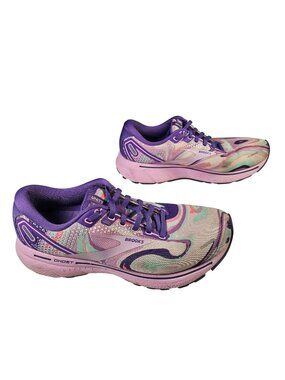 Brooks Ghost 15 Running Shoes Unity Purple Pink Swirl Design Women's Size 9.5